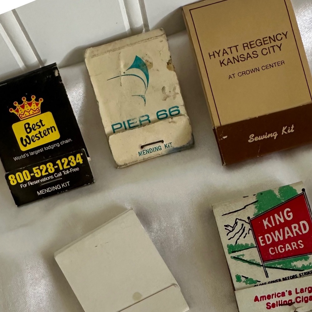 Vintage Matchbook Sewing‎ Kit Lot Hyatt Best Western Pier 66 King Edward Cigar